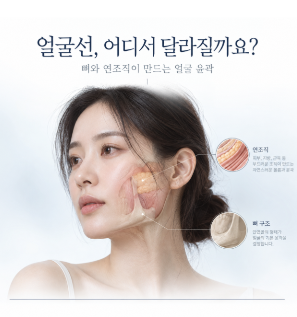 연조직윤곽술과 안면윤곽수술, 얼굴선에 영향을 주는 부위는 다릅니다